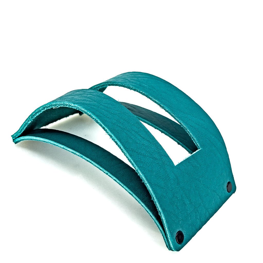 Premium Leather Stand Coaster Holder, Handmade in The USA, Teal