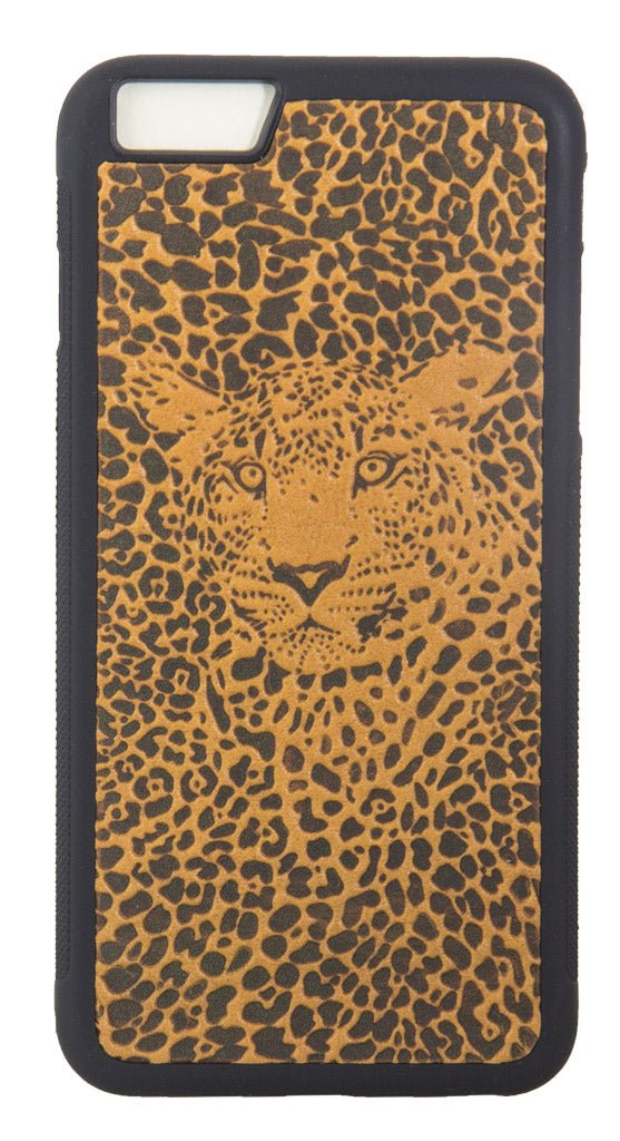 Oberon Design Genuine Leather iPhone SE Case, Hand-Crafted, Leopard, Marigold