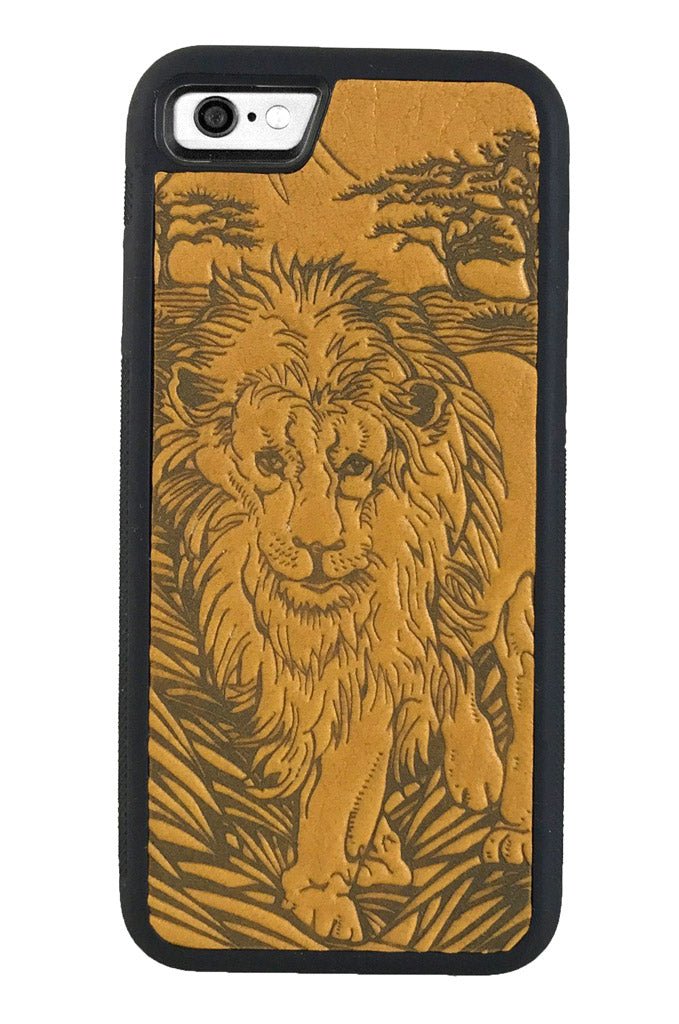 Oberon Design Genuine Leather iPhone SE Case, Hand-Crafted, Lion, Marigold