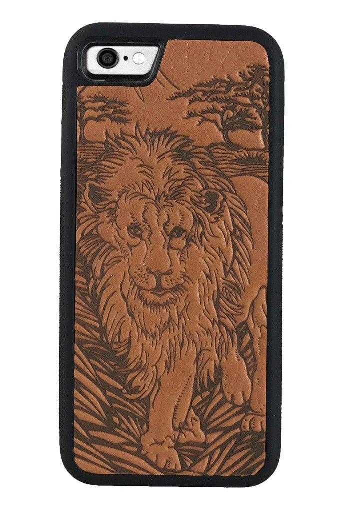 Oberon Design Genuine Leather iPhone SE Case, Hand-Crafted, Lion, Saddle