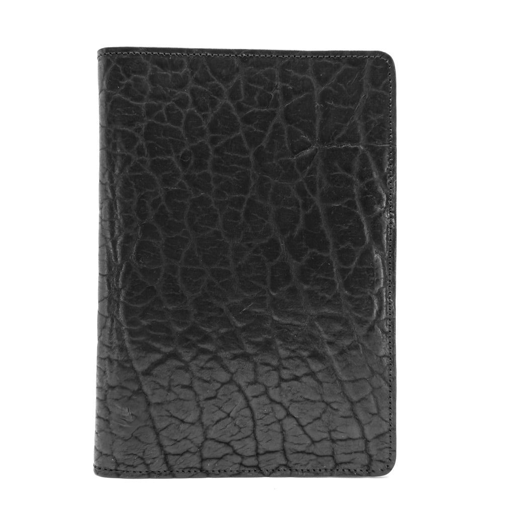 Leather Portfolio with Notepad, Limited Edition Rustic, Glazed Shrunk Bison in Black