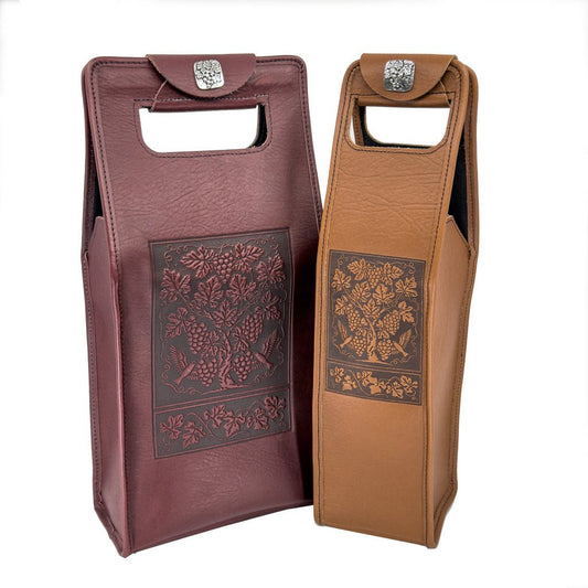Oberon Design Wine Bottle Carrier Bag, Grapevine Single or Double
