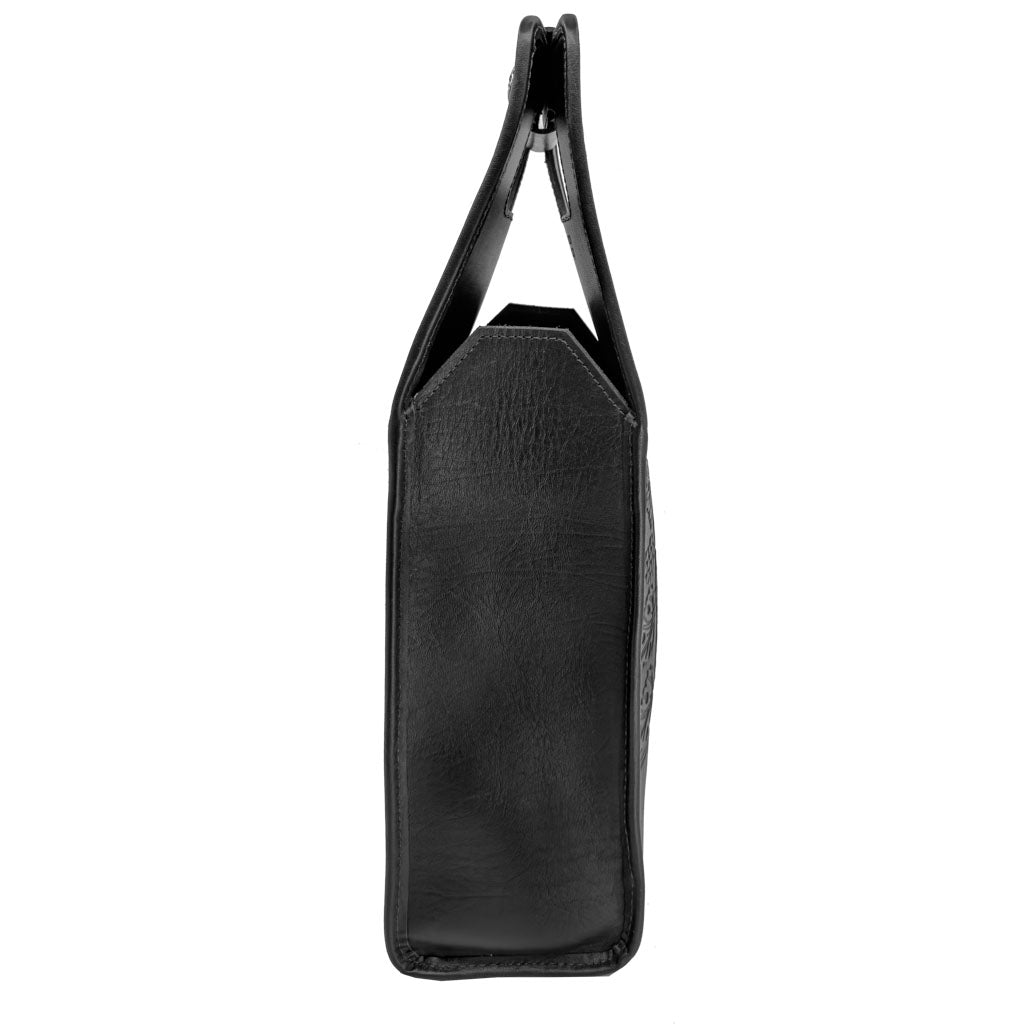 Oberon Design Wine Bottle Carrier Bag, Side View, Black