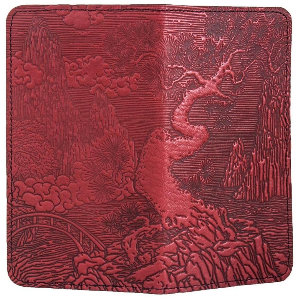 Leather Checkbook Cover | River Garden in Red