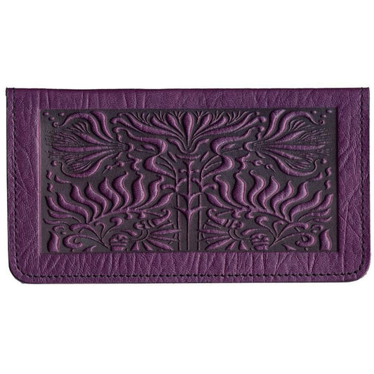 Leather Checkbook Cover |  Thistle in Orchid