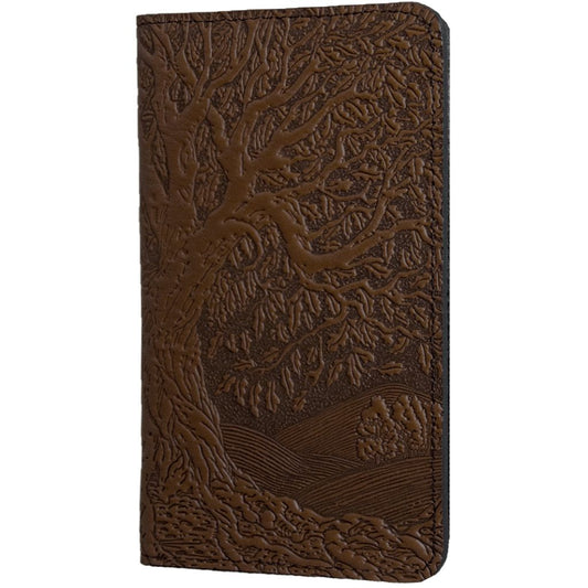 Leather Checkbook Cover | Tree of Life in Chocolate