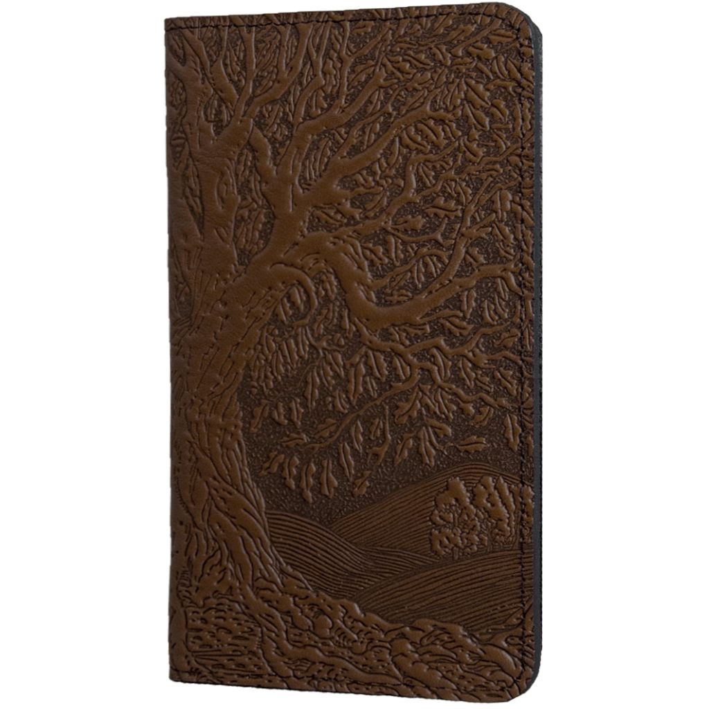 Leather Checkbook Cover | Tree of Life in Chocolate