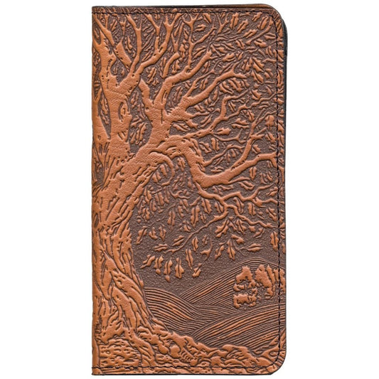 Leather Checkbook Cover | Tree of Life in Saddle