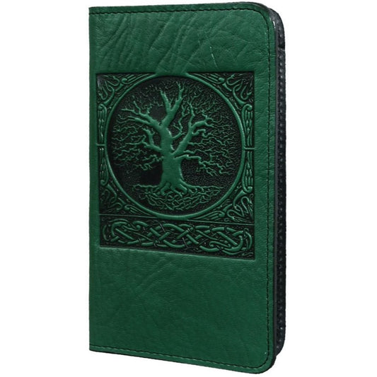 Leather Checkbook Cover | World Tree in Green
