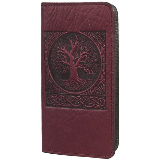 Leather Checkbook Cover | World Tree in Wine