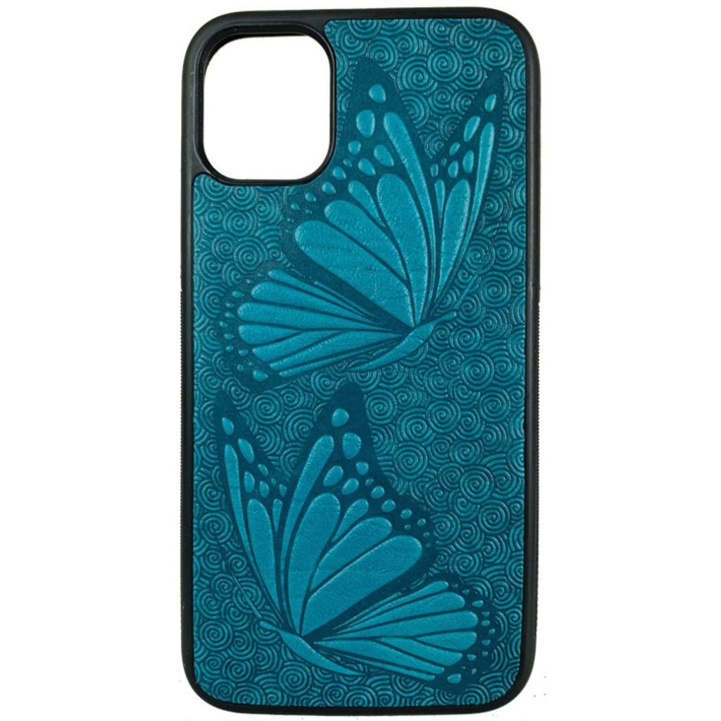 Oberon Design Genuine Leather iPhone Case, Hand-Crafted, Butterflies, BlueOberon Design Genuine Leather iPhone Case, Hand-Crafted, Butterflies, Blue