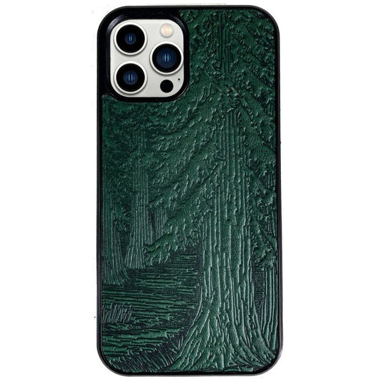 Oberon Design Genuine Leather iPhone Case, Hand-Crafted, Forest, Green