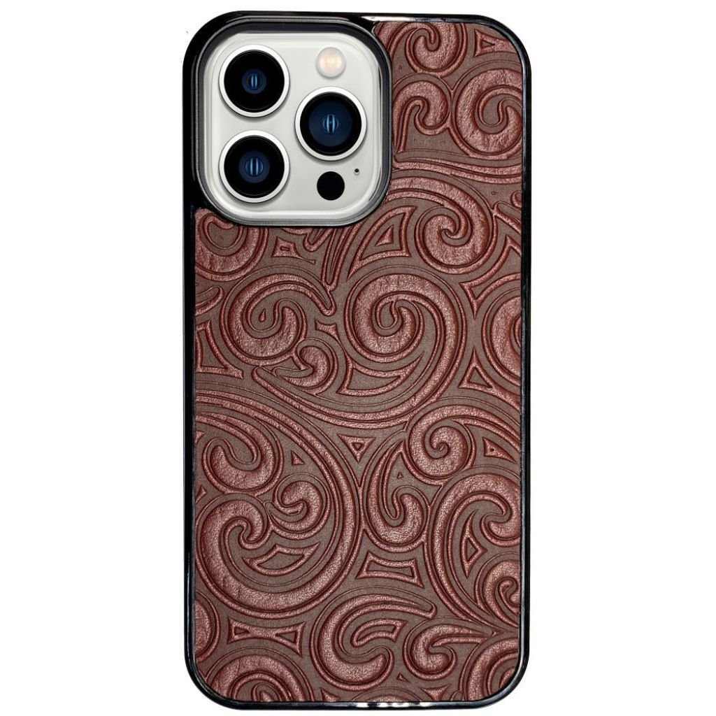 Oberon Design Genuine Leather iPhone Case, Hand-Crafted, Rococo, Wine