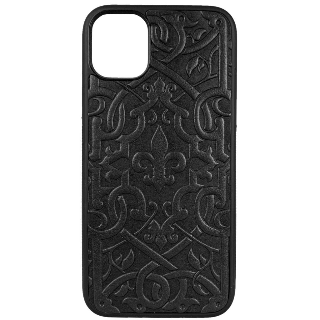 Oberon Design Genuine Leather iPhone Case, Hand-Crafted, The Medici, Black