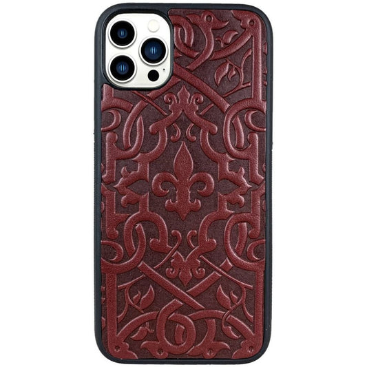 Oberon Design Genuine Leather iPhone Case, Hand-Crafted, The Medici, Wine