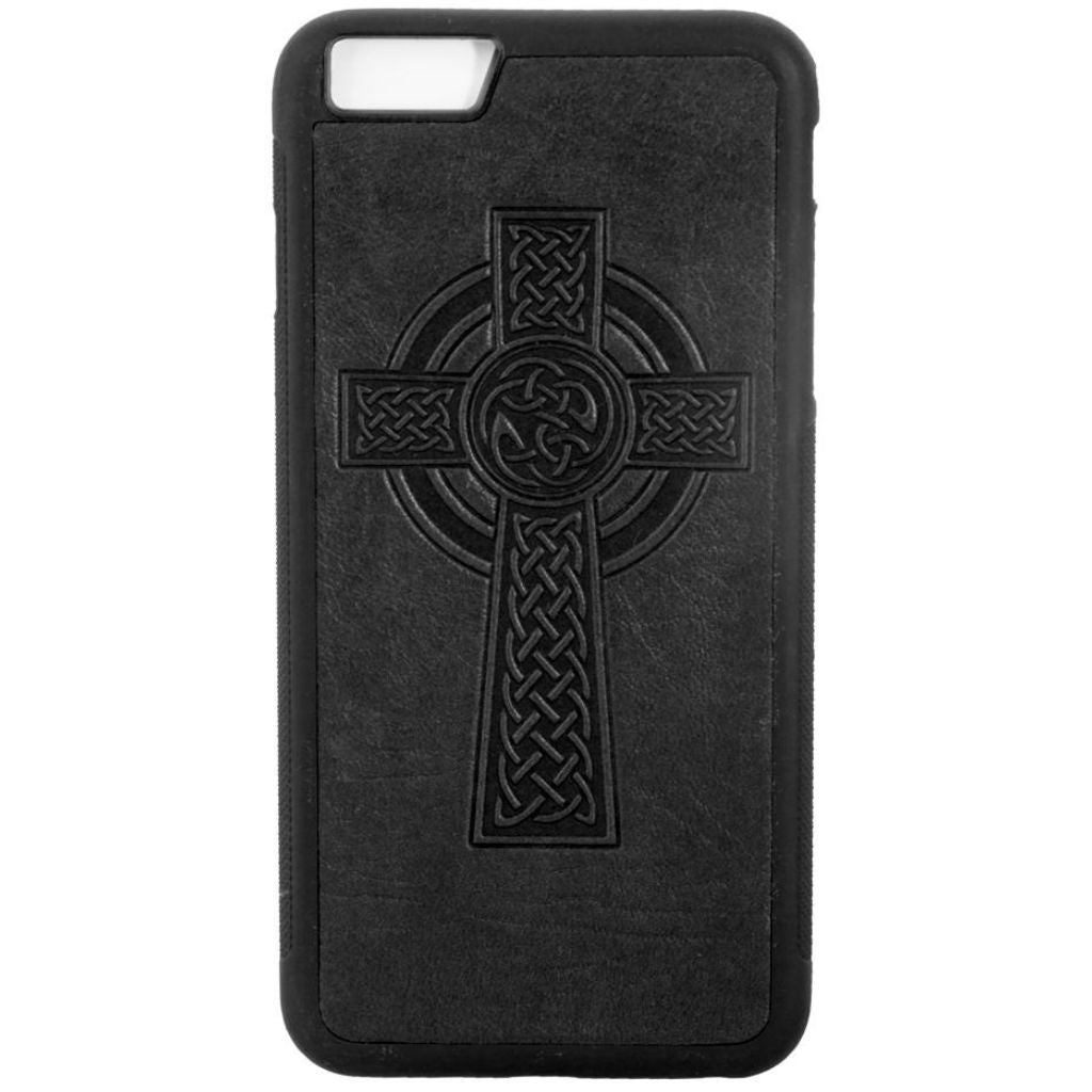 Oberon Design Genuine Leather iPhone Case, Celtic Cross in Black