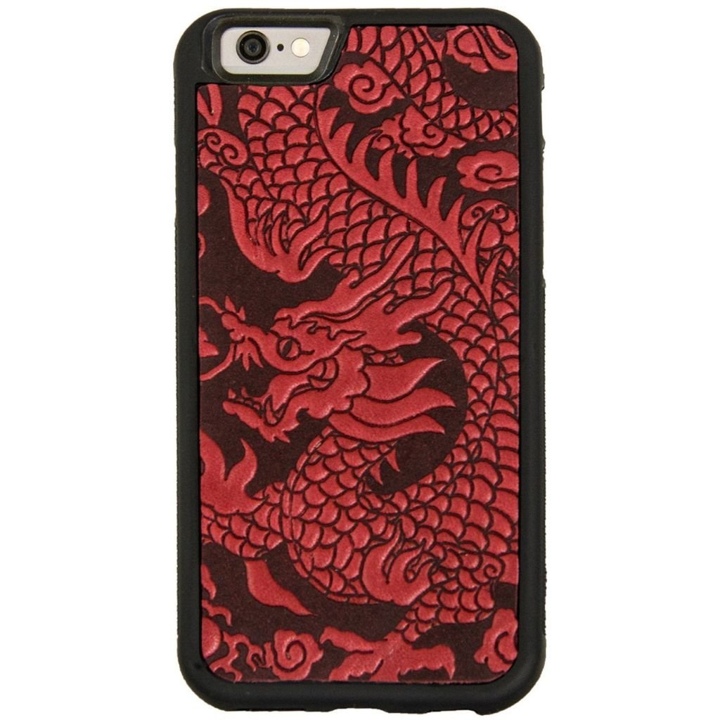 Leather iPhone SE Case, Cloud Dragon in Red