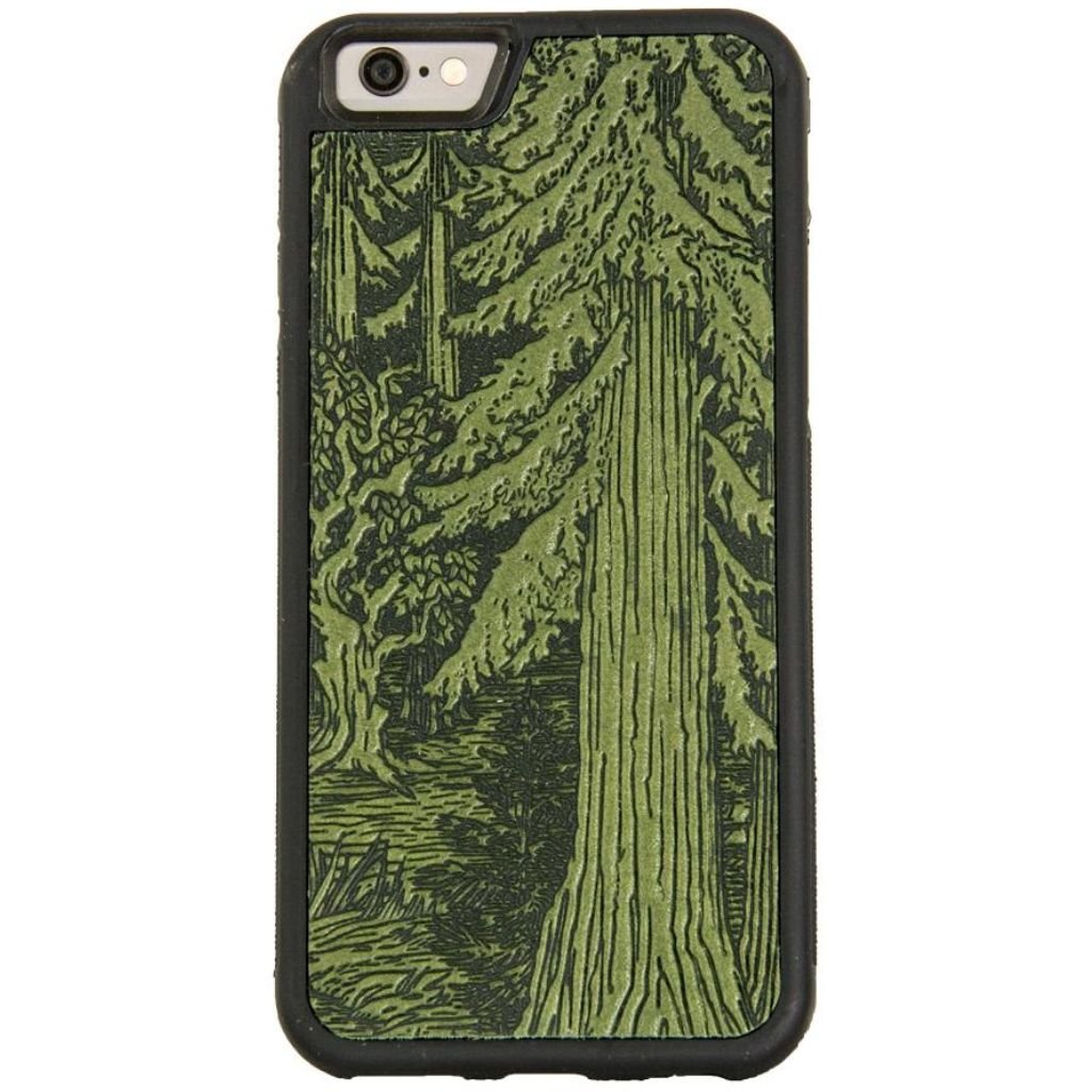 iPhone Leather Case, Forest in FernOberon Design Genuine Leather iPhone SE Case, Hand-Crafted, Forest, Fern