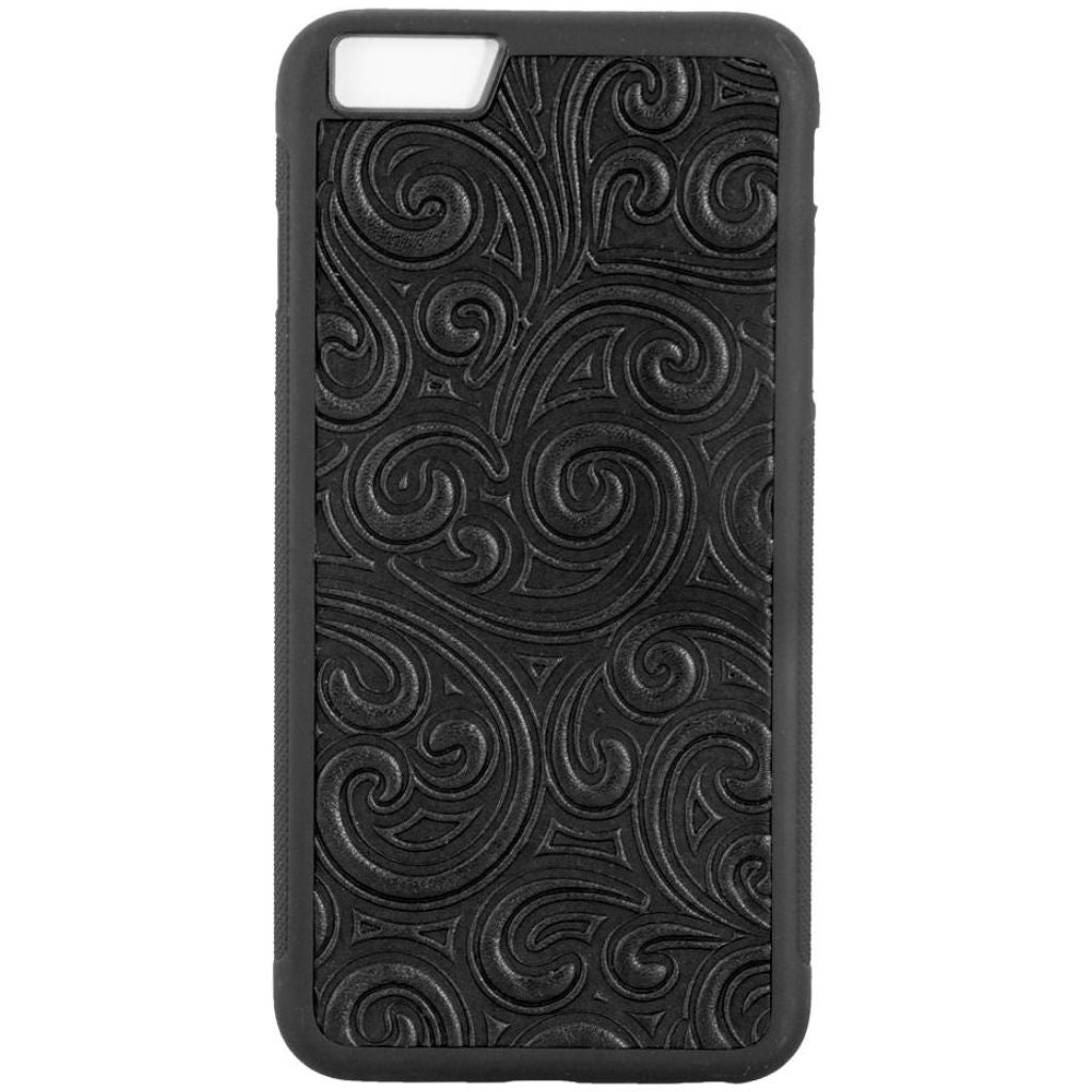 Oberon Design Genuine Leather iPhone SE Case, Hand-Crafted, Rococo, Black